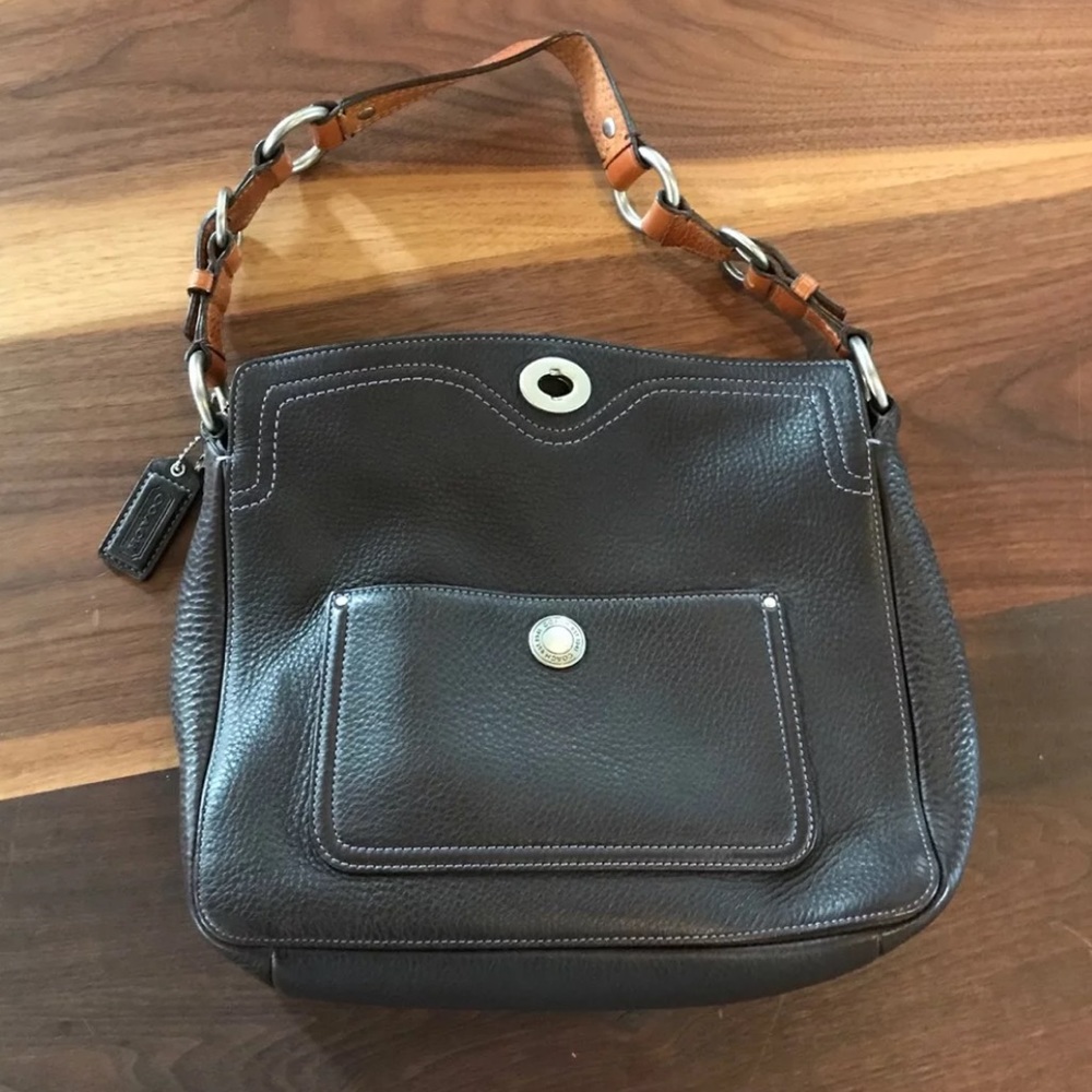 Coach Pebbled Leather Brown Handbag